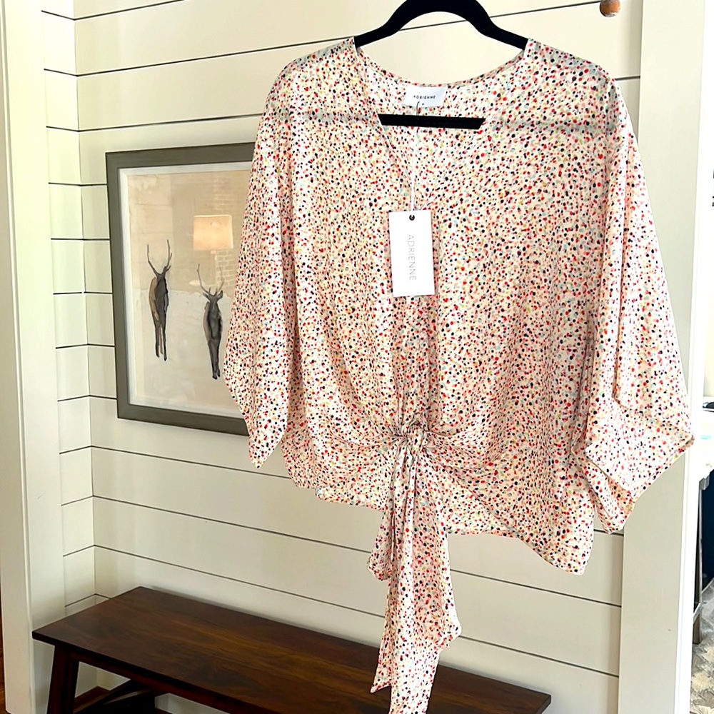 Polka Dot Tie Front Top